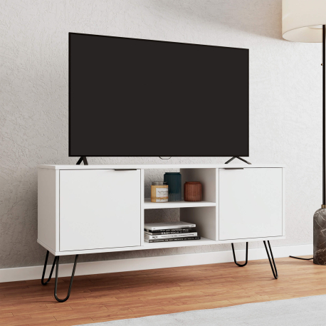 362520 - Móvel TV CASSIE com 2 portas - Branco e Preto 362520 - Móvel TV CASSIE com 2 portas - Branco e Preto