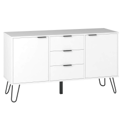 362519 - Aparador CASSIE com 2 portas e 3 gavetas - Branco e Preto