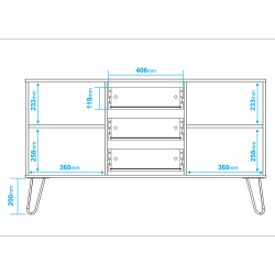 362519 - Aparador CASSIE com 2 portas e 3 gavetas - Branco e Preto 362519 - Aparador CASSIE com 2 portas e 3 gavetas - Branco e Preto