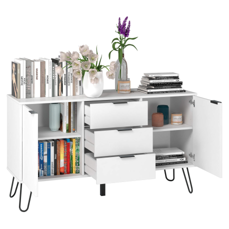362519 - Aparador CASSIE com 2 portas e 3 gavetas - Branco e Preto 362519 - Aparador CASSIE com 2 portas e 3 gavetas - Branco e Preto