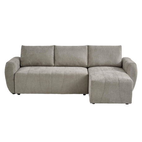 Sofá chaise longue reversível MOLITA com cama e baú -Bege acinzentado