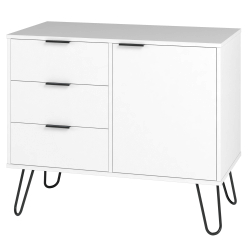 362516 - Móvel de entrada CASSIE com 1 porta e 3 gavetas - Branco e Preto 362516 - Móvel de entrada CASSIE com 1 porta e 3 gavetas - Branco e Preto