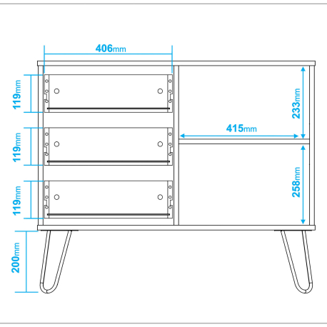 362516 - Móvel de entrada CASSIE com 1 porta e 3 gavetas - Branco e Preto 362516 - Móvel de entrada CASSIE com 1 porta e 3 gavetas - Branco e Preto