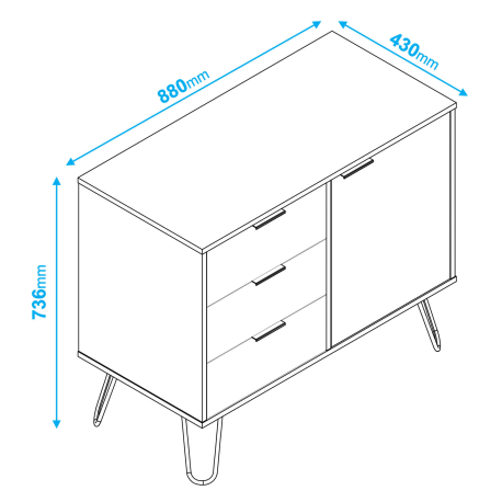 362516 - Móvel de entrada CASSIE com 1 porta e 3 gavetas - Branco e Preto 362516 - Móvel de entrada CASSIE com 1 porta e 3 gavetas - Branco e Preto