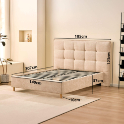 362400 - Cama de casal PEACH - Bege Areia - 140x190cm