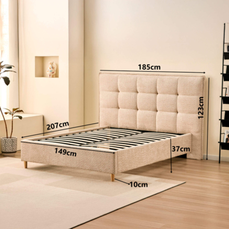 362400 - Cama de casal PEACH - Bege Areia - 140x190cm