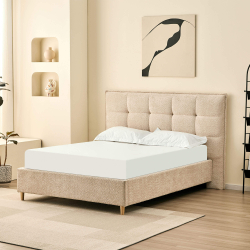 362400 - Cama de casal PEACH - Bege Areia - 140x190cm