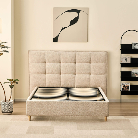 362400 - Cama de casal PEACH - Bege Areia - 140x190cm