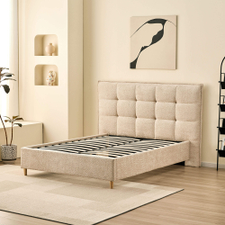362400 - Cama de casal PEACH - Bege Areia - 140x190cm