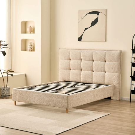 362400 - Cama de casal PEACH - Bege Areia - 140x190cm