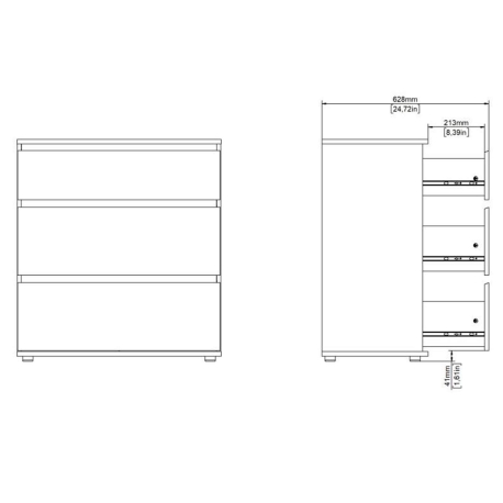 Cómoda NEW MATRIX 3 gavetas - Branco