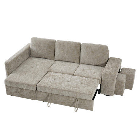 Sofá chaise Longue STACY II cama, baú e poufs - Sofas with Chaise Longue