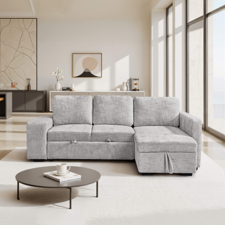 Sofá chaise Longue STACY II cama, baú e poufs - Sofas with Chaise Longue