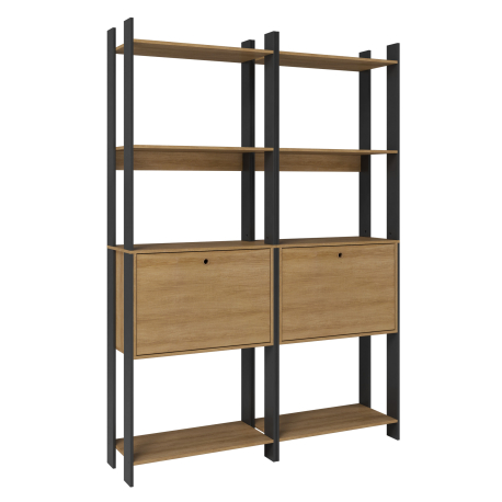 362541 - Estante MANDY com 1 porta - Carvalho Mel e Preto 362541 - Estante MANDY com 1 porta - Carvalho Mel e Preto