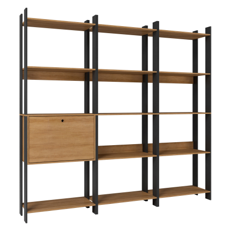 362541 - Estante MANDY com 1 porta - Carvalho Mel e Preto 362541 - Estante MANDY com 1 porta - Carvalho Mel e Preto