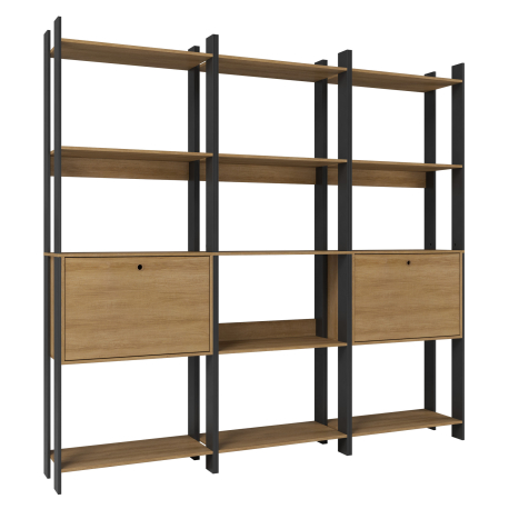 362541 - Estante MANDY com 1 porta - Carvalho Mel e Preto 362541 - Estante MANDY com 1 porta - Carvalho Mel e Preto