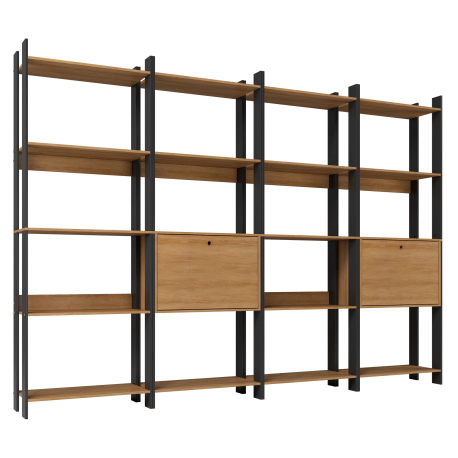 362541 - Estante MANDY com 1 porta - Carvalho Mel e Preto 362541 - Estante MANDY com 1 porta - Carvalho Mel e Preto