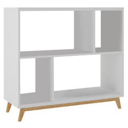 Estante GRACIE com 4 compartimentos - Branco Mate e Pinho