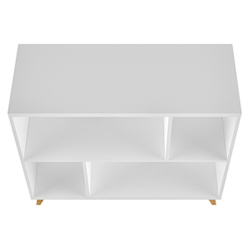 Estante GRACIE com 4 compartimentos - Branco Mate e Pinho