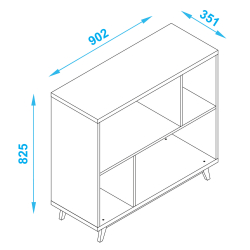 Estante GRACIE com 4 compartimentos - Branco Mate e Pinho