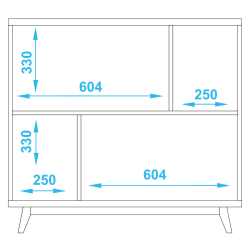 Estante GRACIE com 4 compartimentos - Branco Mate e Pinho