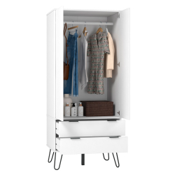 362521 - Roupeiro CASSIE com 2 portas e 2 gavetas - Branco e Preto 362521 - Roupeiro CASSIE com 2 portas e 2 gavetas - Branco e Preto