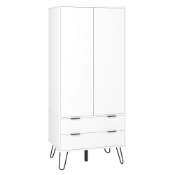 362521 - Roupeiro CASSIE com 2 portas e 2 gavetas - Branco e Preto
