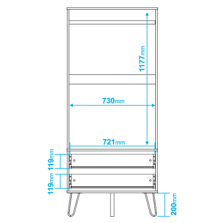 362521 - Roupeiro CASSIE com 2 portas e 2 gavetas - Branco e Preto 362521 - Roupeiro CASSIE com 2 portas e 2 gavetas - Branco e Preto