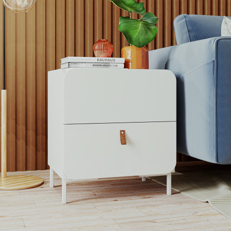 362522 - Mesa de cabeceira TORY com 2 gavetas - Branco Mate 362522 - Mesa de cabeceira TORY com 2 gavetas - Branco Mate