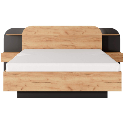 Pack cama de casal DORIAN + Colchão HOMYSLEEP ETERNO - Carvalho e Preto, Tamanho - 160 x 200 cm Pack cama de casal DORIAN + Colchão HOMYSLEEP ETERNO - Carvalho e Preto, Tamanho - 160 x 200 cm