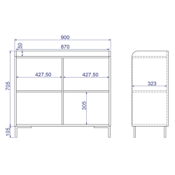 Aparador TORY com 2 portas - Branco Aparador TORY com 2 portas - Branco