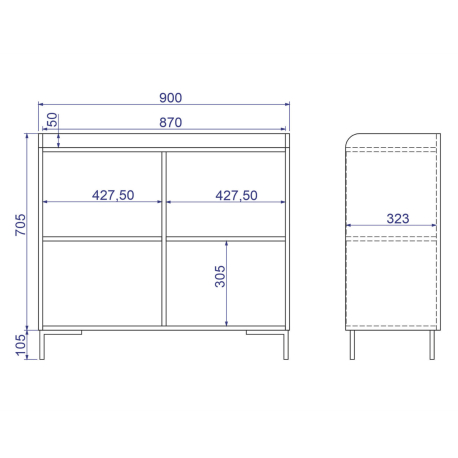 Aparador TORY com 2 portas - Branco Aparador TORY com 2 portas - Branco