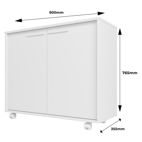 Móvel auxiliar JIMMY com 2 portas - Branco Mate