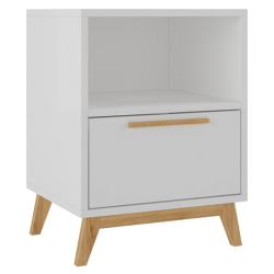 Mesa de cabeceira GRACIE - Branco e pinho