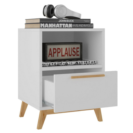 Mesa de cabeceira GRACIE - Branco e pinho Mesa de cabeceira GRACIE - Branco e pinho