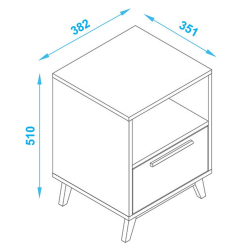 Mesa de cabeceira GRACIE - Branco e pinho Mesa de cabeceira GRACIE - Branco e pinho