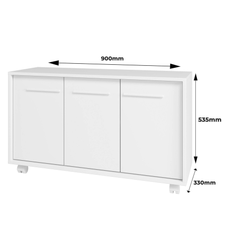 Móvel auxiliar JIMMY com 3 portas - Branco mate