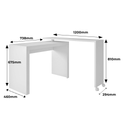 Secretária giratória ANDY - Branco mate Secretária giratória ANDY - Branco mate