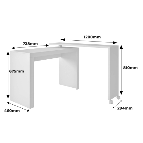 Secretária giratória ANDY - Branco mate Secretária giratória ANDY - Branco mate