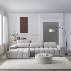 Sofá chaise longue BRISBANE - Cinzento Claro [OTE-SEA-451-Light Grey]