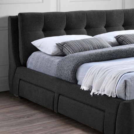 Cama de casal ANTÓNIO com 4 gavetas - Antracite