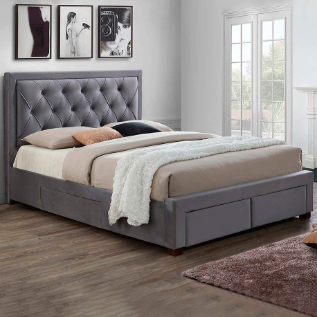 Cama de casal BIA com 4 gavetas - Bege champanhe Cama de casal BIA com 4 gavetas - Bege champanhe