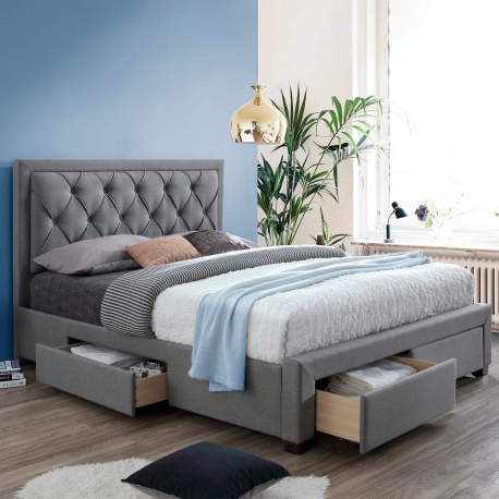 Cama de casal BIA com 4 gavetas - Bege champanhe Cama de casal BIA com 4 gavetas - Bege champanhe
