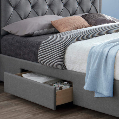 Cama de casal BIA com 4 gavetas - Bege champanhe Cama de casal BIA com 4 gavetas - Bege champanhe