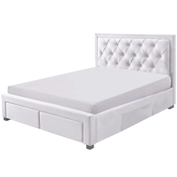 Cama de casal BIA com 4 gavetas - Branco Memphis (140cm, 160cm e 180cm)
