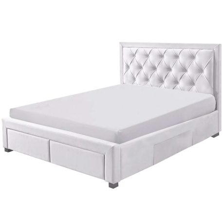 Cama de casal BIA com 4 gavetas - Branco Memphis (140cm, 160cm e 180cm)