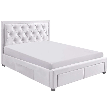 Cama de casal BIA com 4 gavetas - Branco Memphis (140cm, 160cm e 180cm)