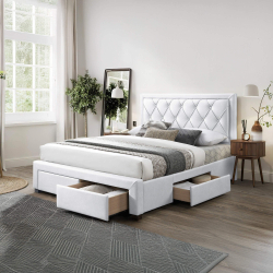 Cama de casal BIA com 4 gavetas - Branco Memphis (140cm, 160cm e 180cm)