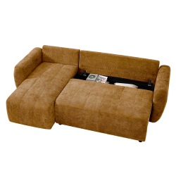Sofá chaise longue reversível MOLITA com cama e baú - Mostarda Sofá chaise longue reversível MOLITA com cama e baú - Mostarda