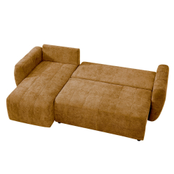 Sofá chaise longue reversível MOLITA com cama e baú - Mostarda Sofá chaise longue reversível MOLITA com cama e baú - Mostarda